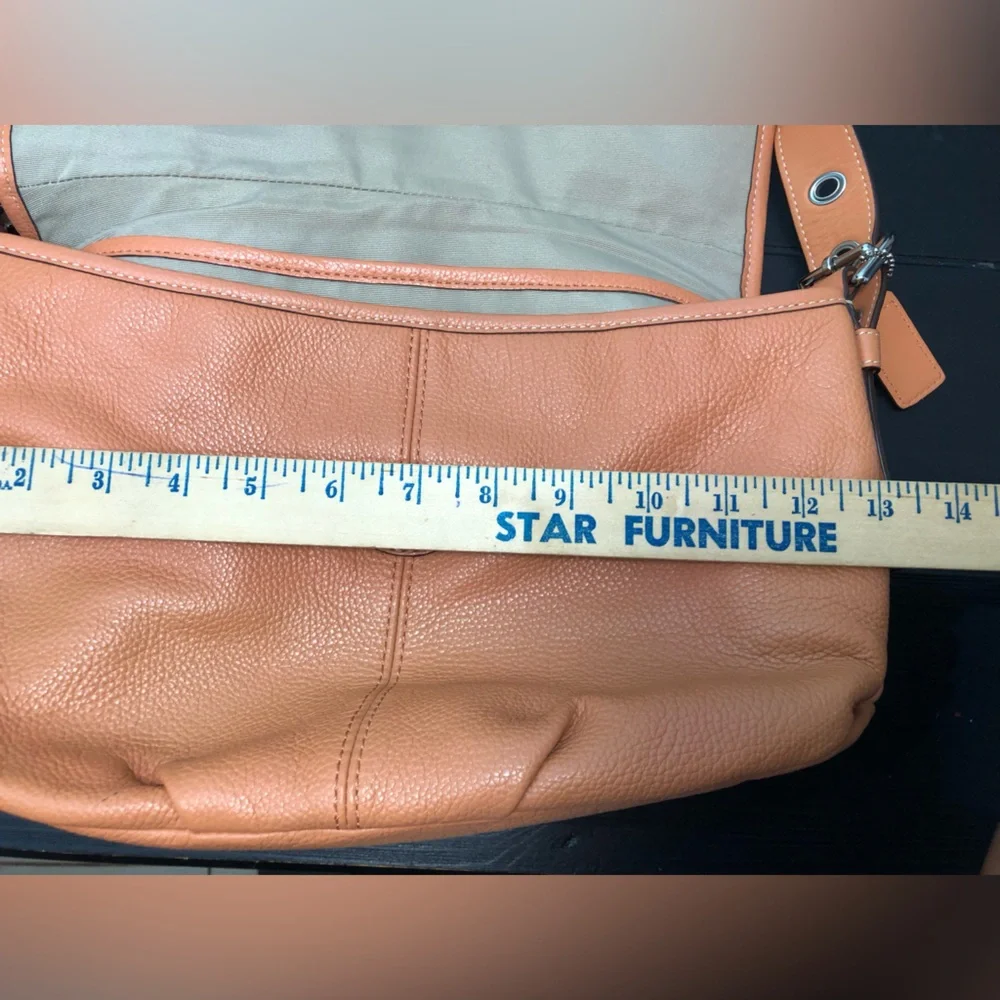 Coach Pebbled Leather Crossbody Shoulder Bag in Camel/Tan